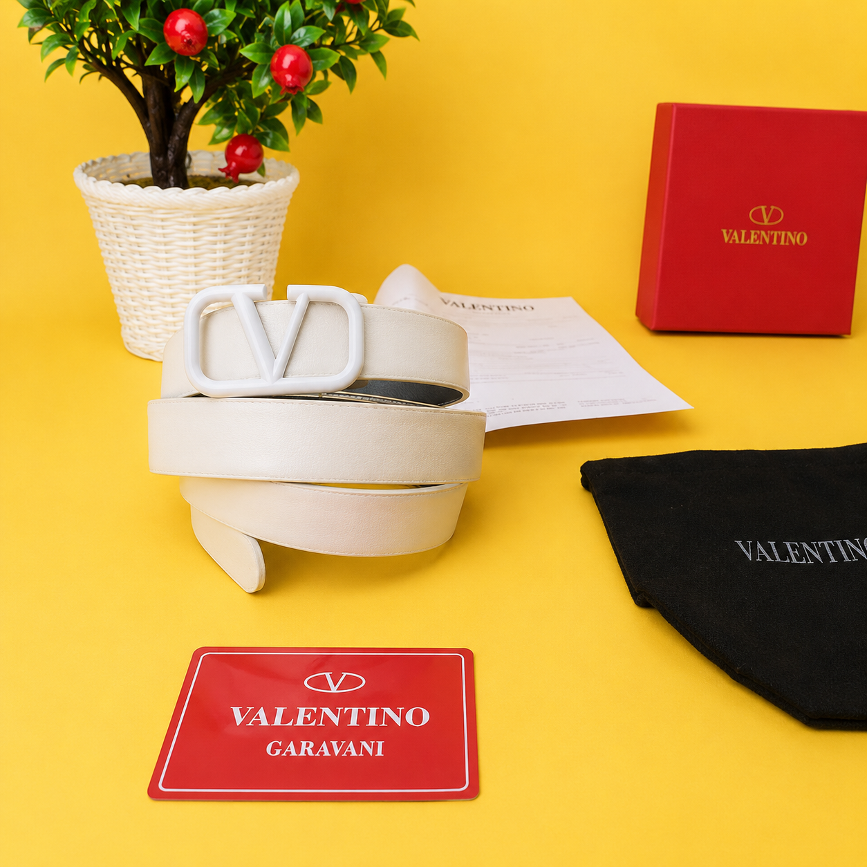 Valentino full white printed premium quality belt