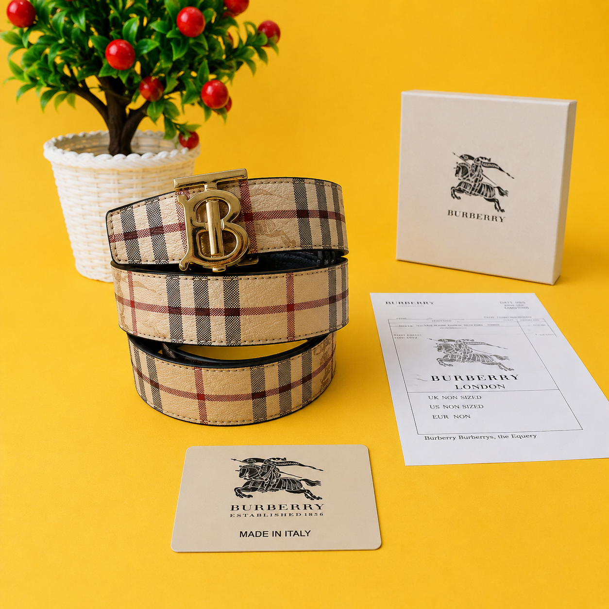 Burberry Golden Cream Premium Quality Belt