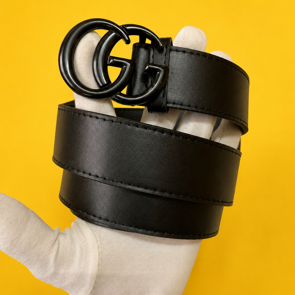 Gucci full black belt