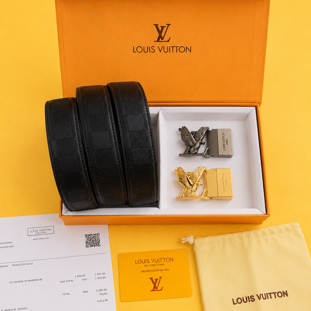 Louis vuitton premium quality 2 pcs buckle belt combo