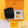 Louis vuitton premium quality 2 pcs buckle belt combo