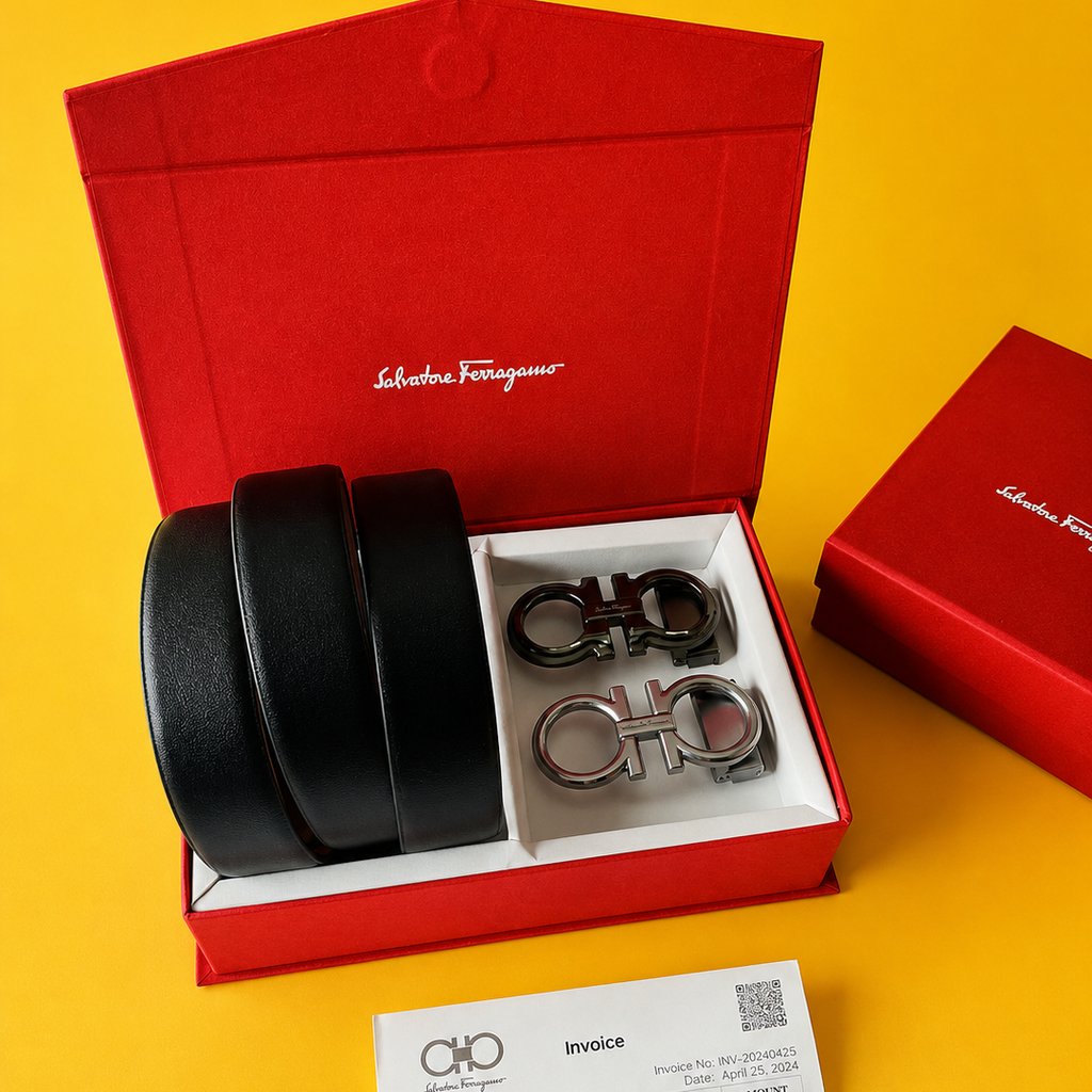 salvatore ferragamo 2 pcs buckle premium quality belt combo