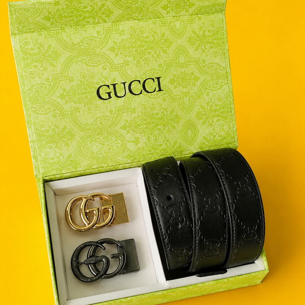 Guccci printed quality 2 pcs buckle combo