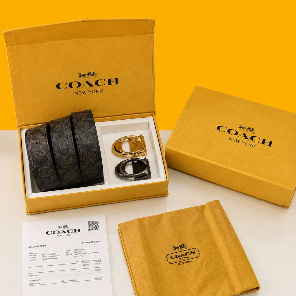 coacch new york 2 pcs buckle preinted premium quality belt combo