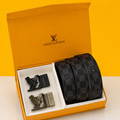 louis vullton premium quality 2 pcs buckle belt combo