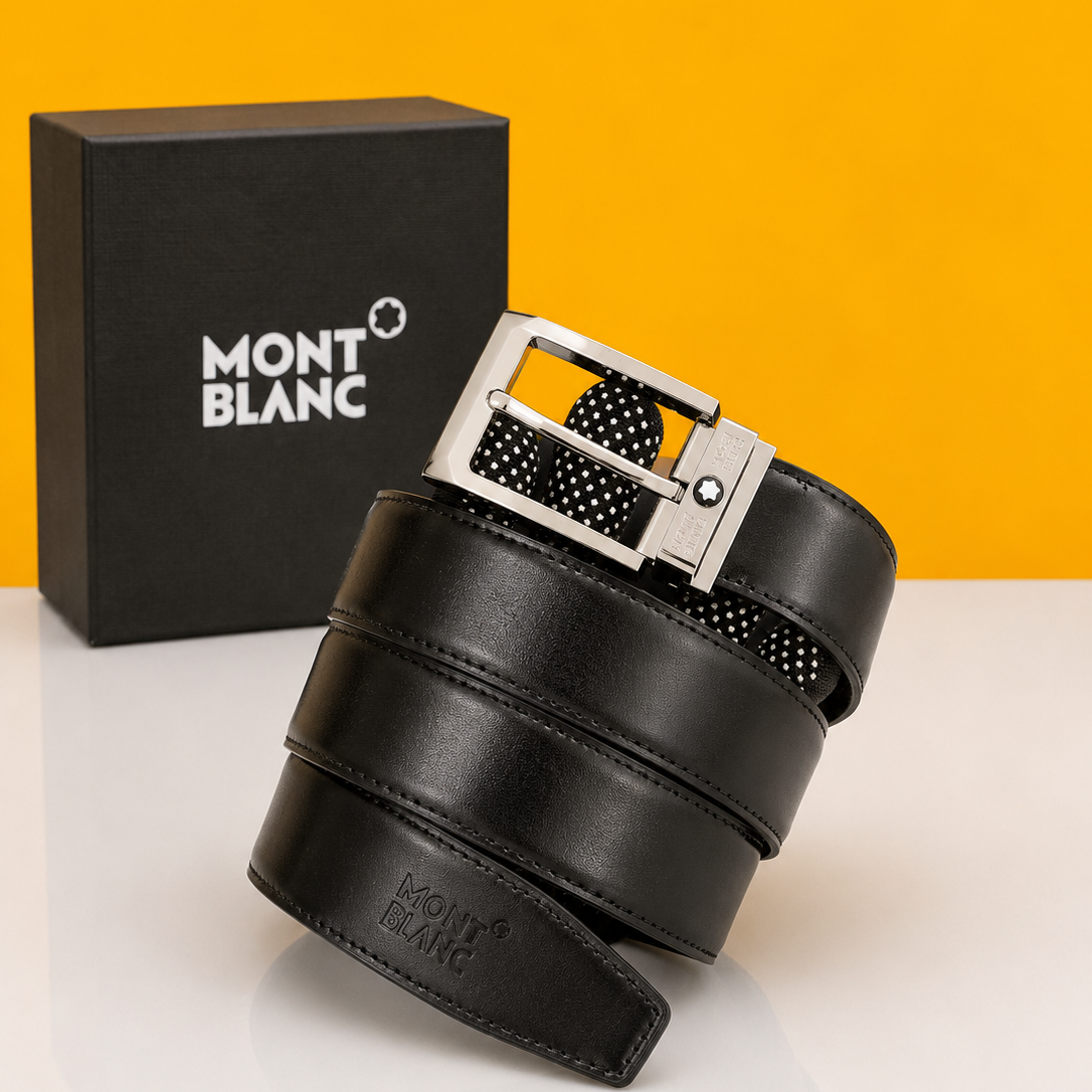 mont bllanc silver black premium quality belt