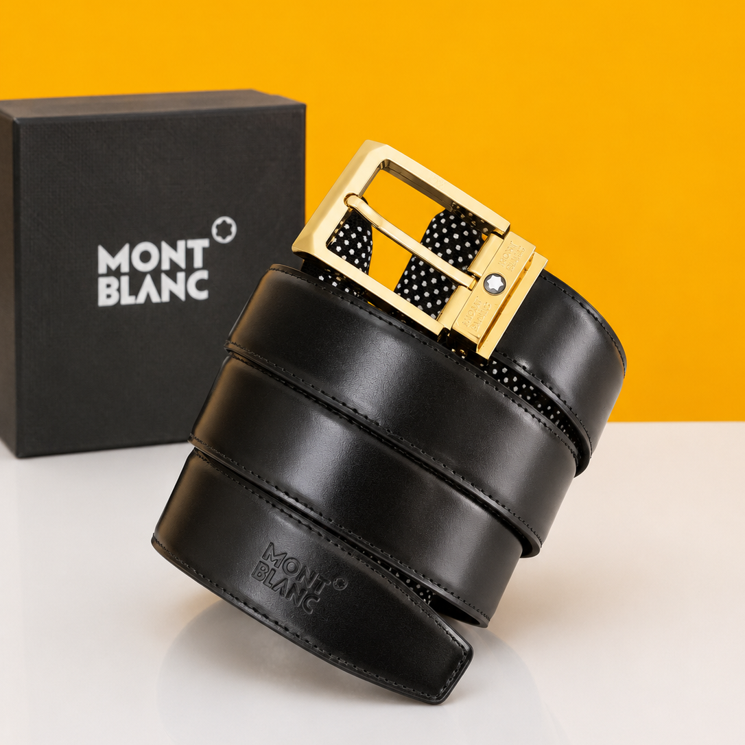 mont bllanc  golden  black premium quality belt