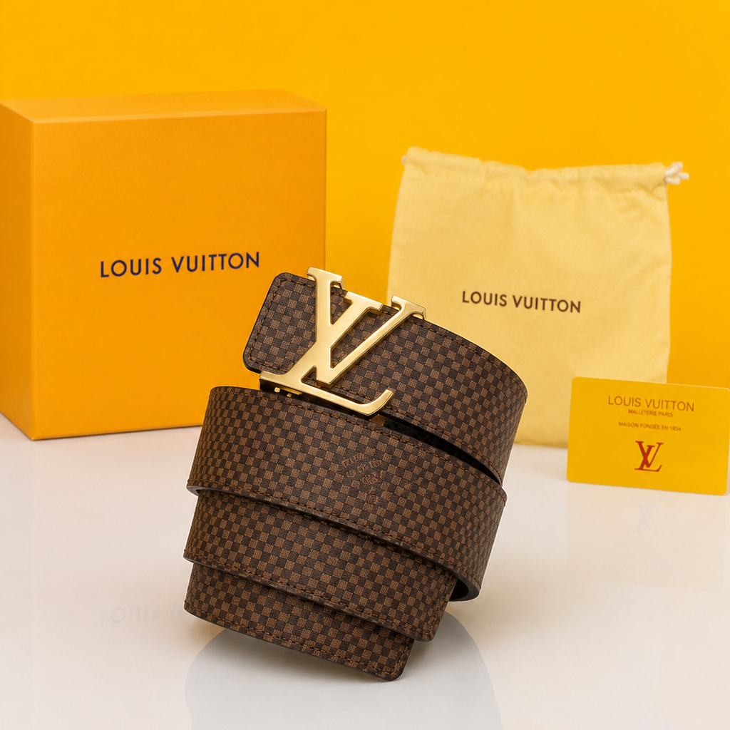 louis vulltton goldan brown velvet premium quality belt