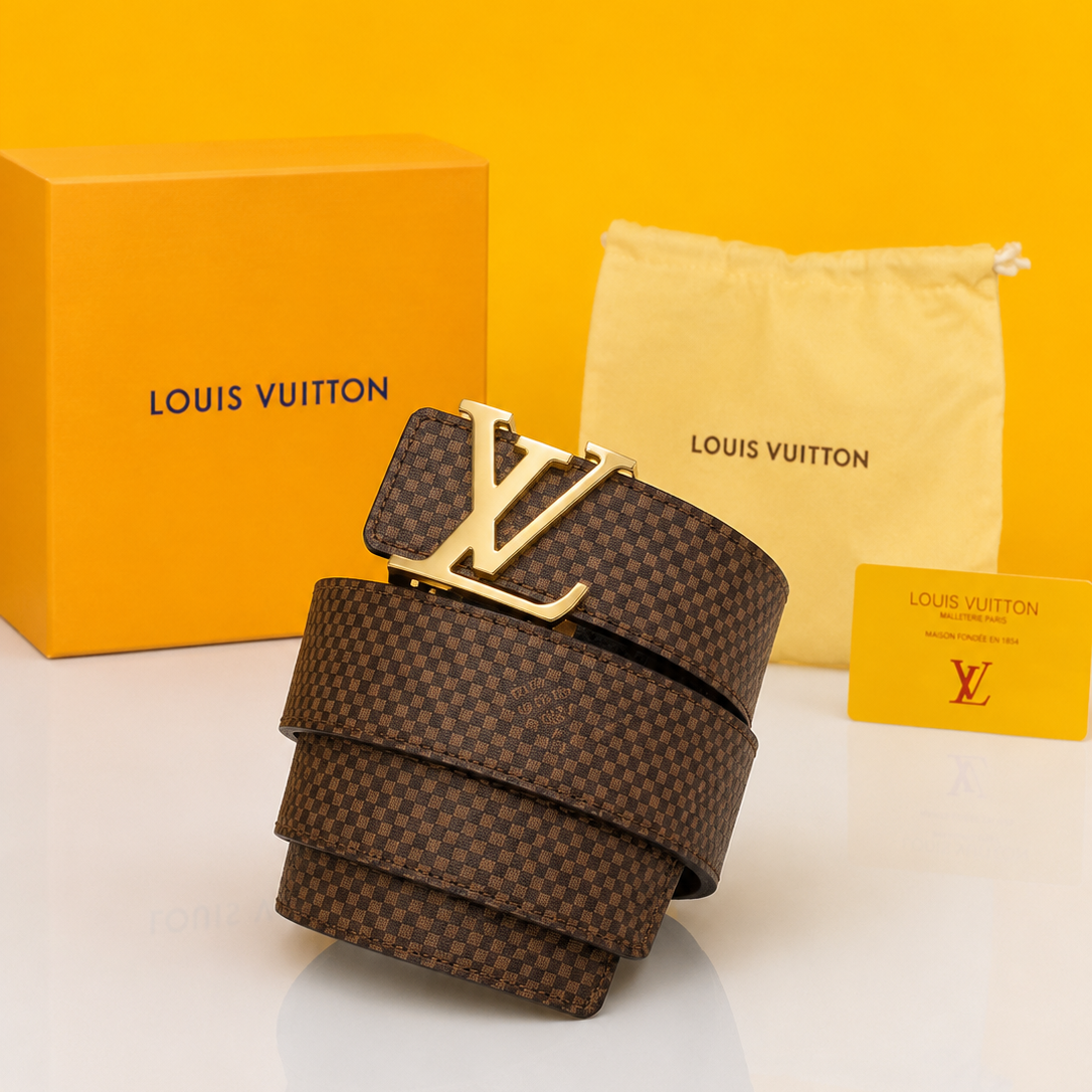 louis vulltton goldan brown velvet premium quality belt