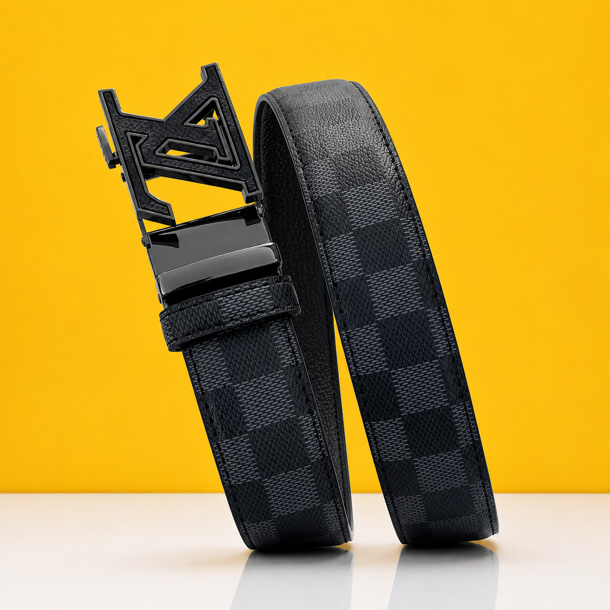 Luis Vuiitton Black and Black Premium Belt For Men