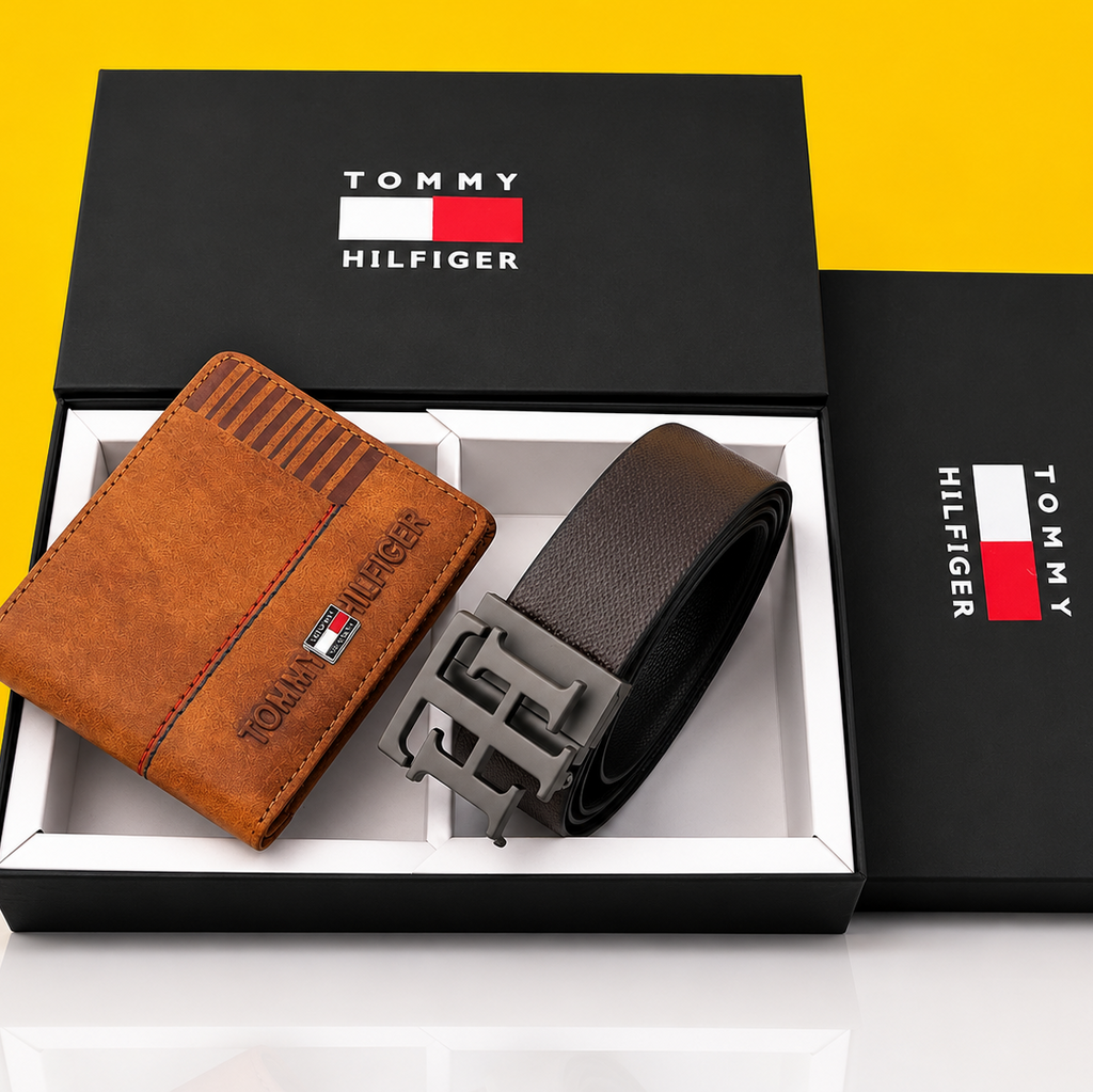 TOMMY HILFIGER BELT AND WALLET BUCKLE PREMIUM QUALITY COMBO