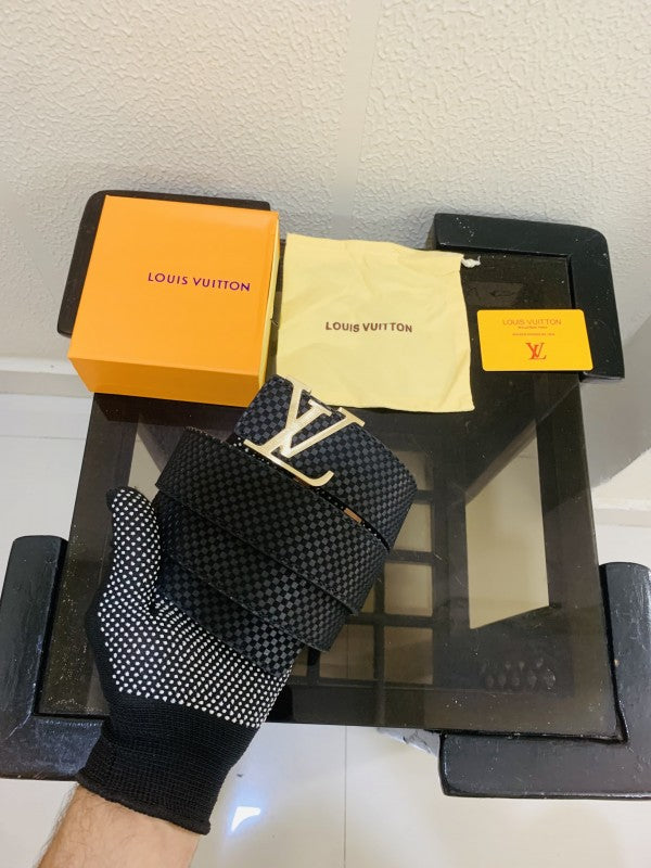 louis vuitto n golden black premium quality belt