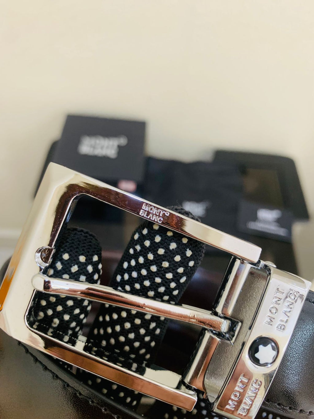 mont bllanc silver black premium quality belt
