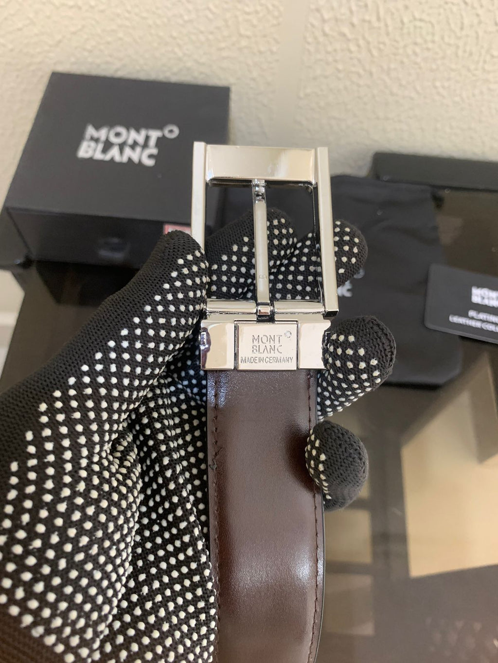 mont bllanc silver black premium quality belt
