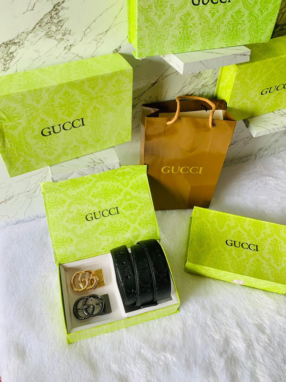 Gucci 2 pcs  bucjle premium quality belt combo