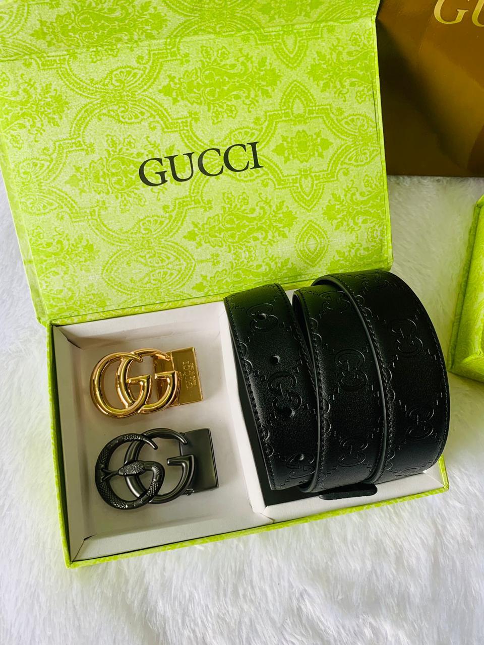 Gucci 2 pcs  bucjle premium quality belt combo