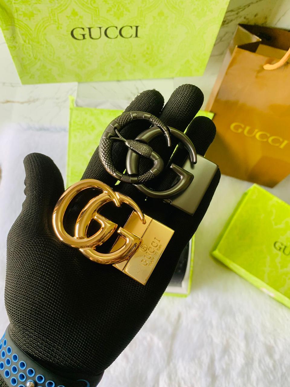 Gucci 2 pcs  bucjle premium quality belt combo