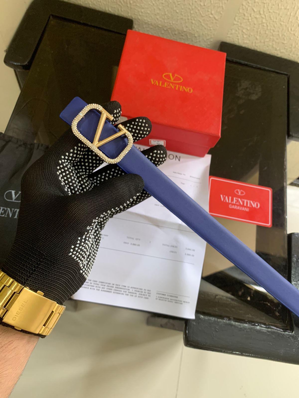 valentllno diamond blue premium quality belt