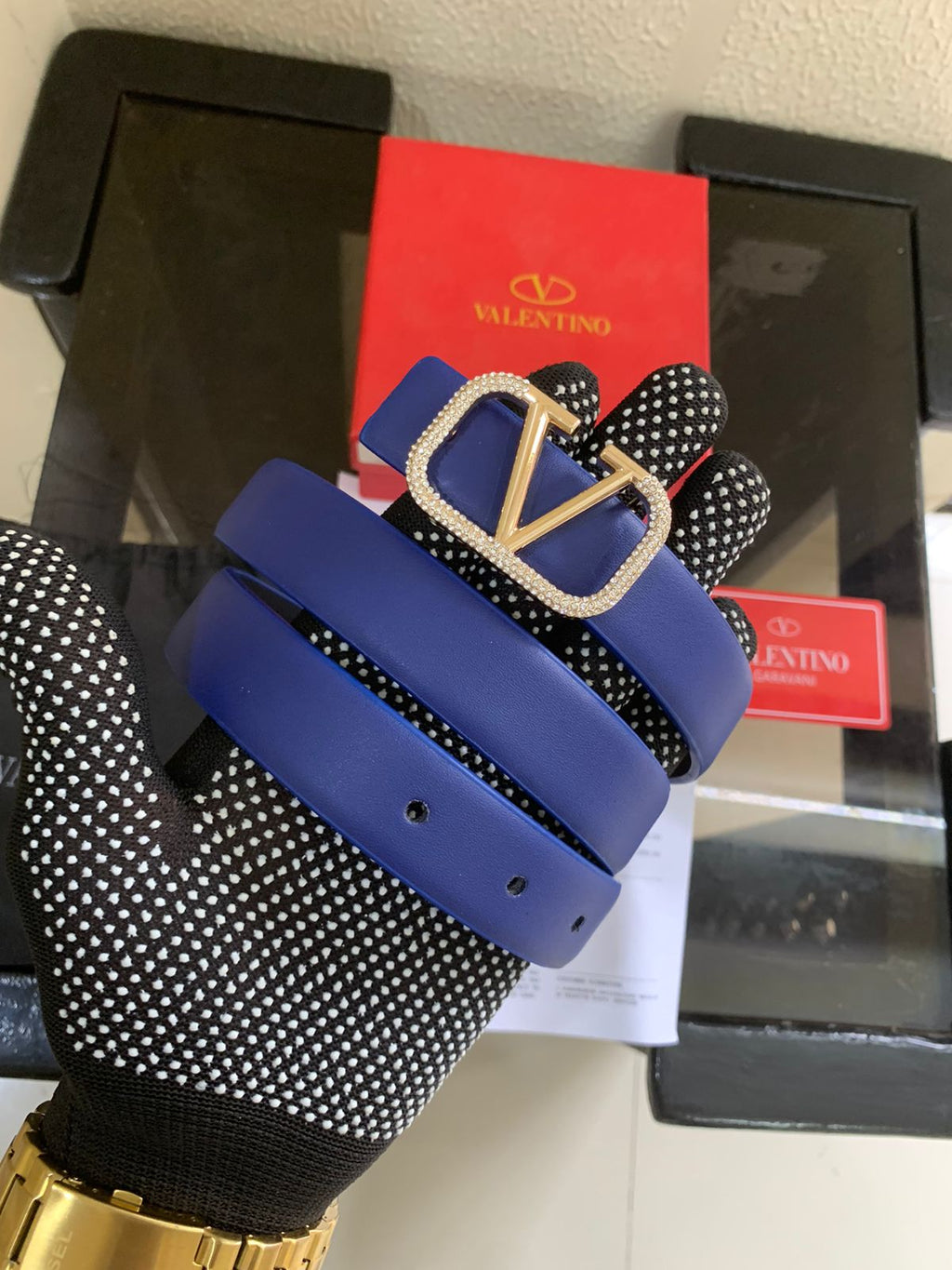valentllno diamond blue premium quality belt