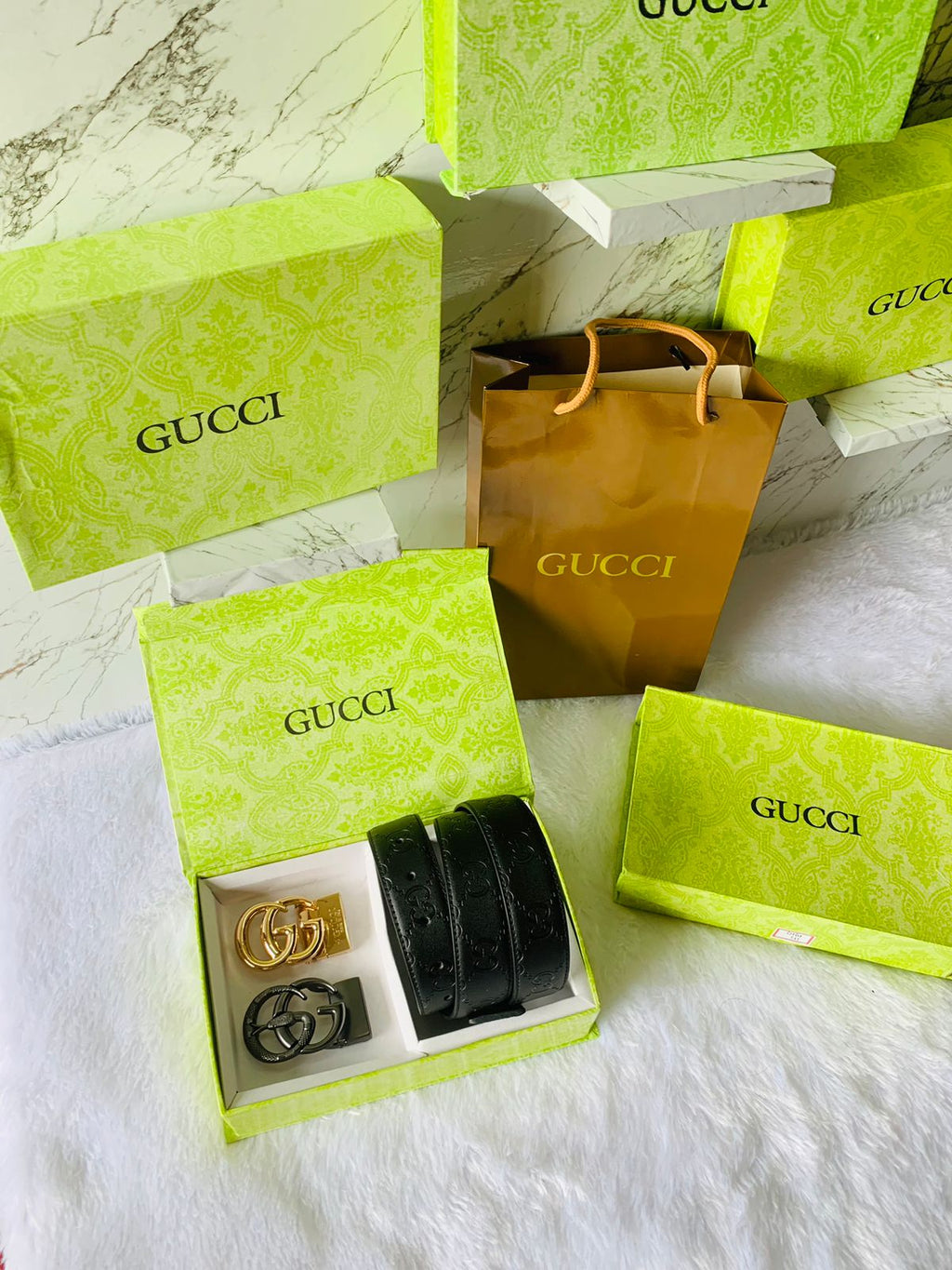Guccci printed quality 2 pcs buckle combo