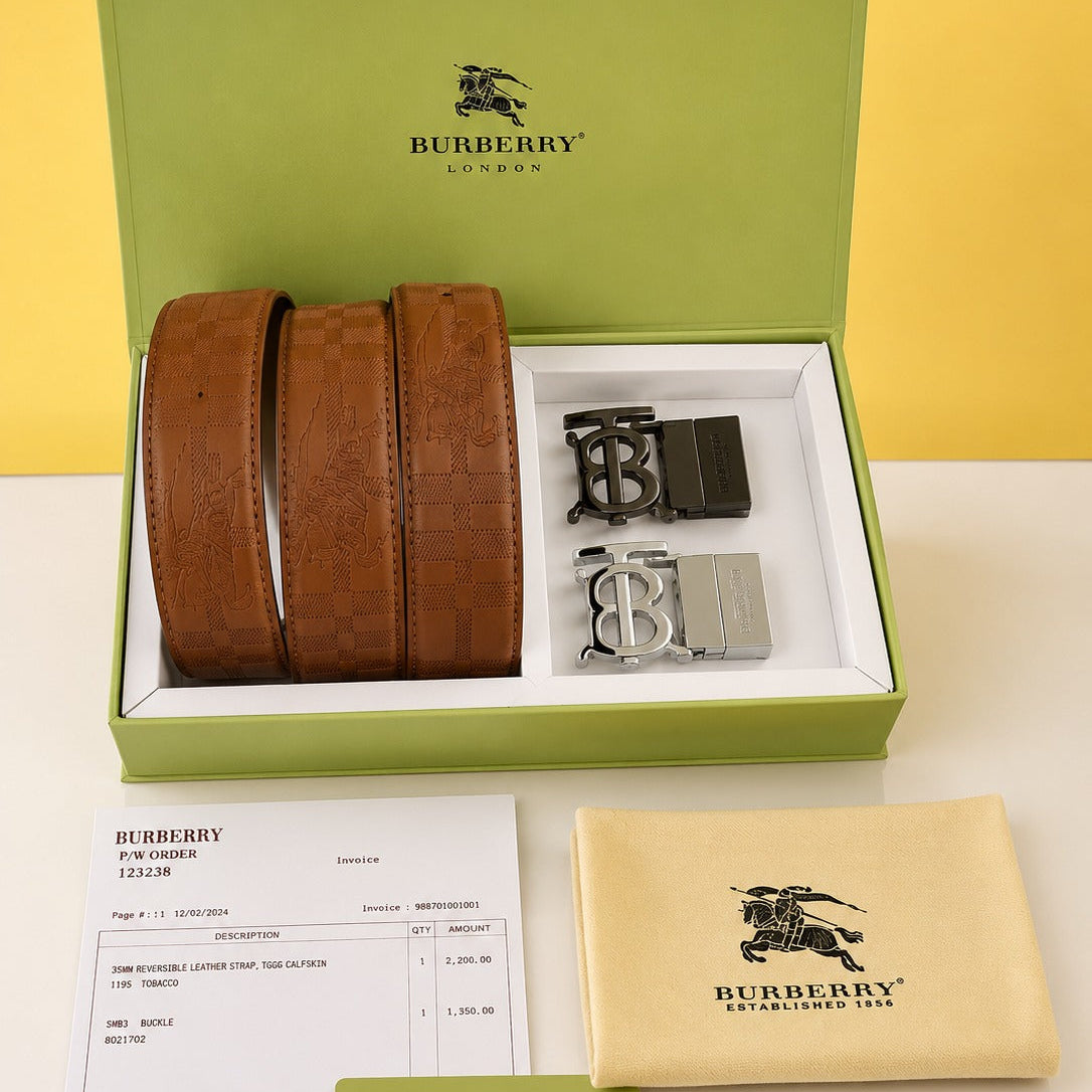 Burberry printed premium quality belt combo
