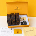 LV Louis Vuitton Printed Premium Quality 2pcs Buckle Belt Combo
