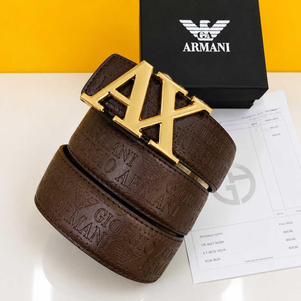 Armani golden brown printed premium quality belt