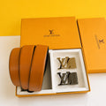 Louis Vuitton Premium Quality 2-Piece Black Buckle Combo