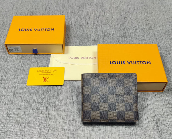 lv leather heavy  quality brown colur latest full printed design fancy look wallet