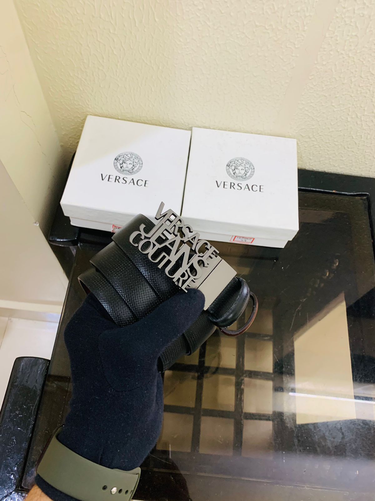 versacce grey premium quality reversible belt