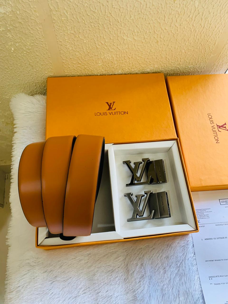 Louis Vuitton Premium Quality 2-Piece Black Buckle Combo